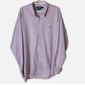 Ralph Lauren Button Down Shirt Mens XXL Purple Gingham Check Preppy Pony Cotton